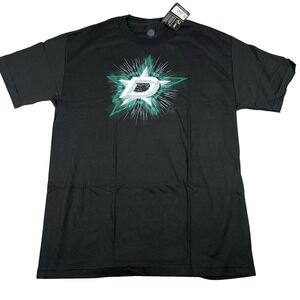 NHL Dallas Stars Mens Large Black Graphic T-Shirt Short Sleeve Cotton New Tag